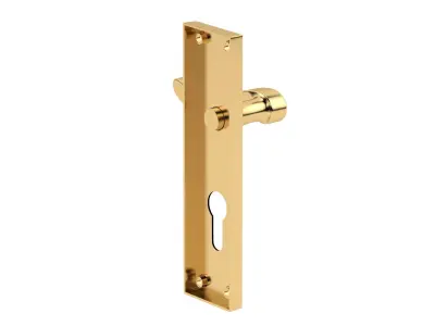 Victorian Scroll Door Handle Brass 3D model