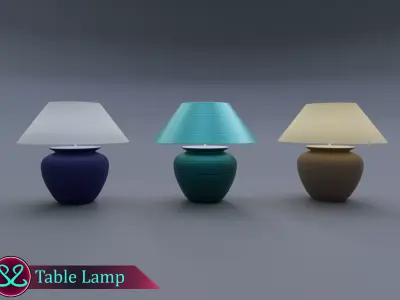 Awesome Table Lamp Pack Mat Lamp Ceramic Lamp Metalic Lamp Free low-poly 3D model
