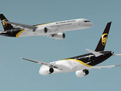  UPS Boeing 767 Cargo Plane Rigged for Cinema 4D 