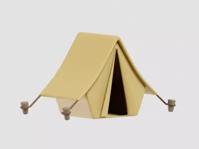 Cartoon Camping Tent Low-poly 3D model