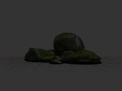Algae covered rocks  in a stream 3D model