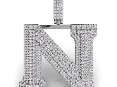 Alphabet Latter N Diamond Pendent 3D print model