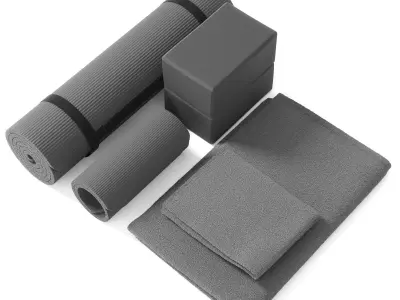 Yoga equipment set gray color 3D model