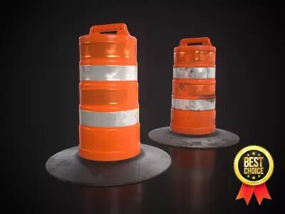 Construction Traffic Barrier Low-poly 3D model