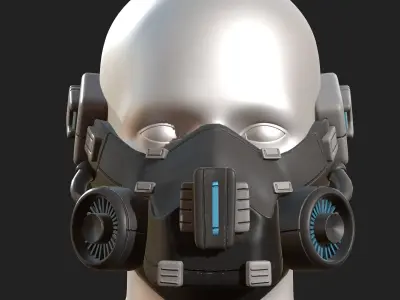 Gas mask helmet scifi futuristic military  Low-poly 3D model