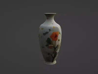 Elegant Tall Floral Floor Vase 3D model