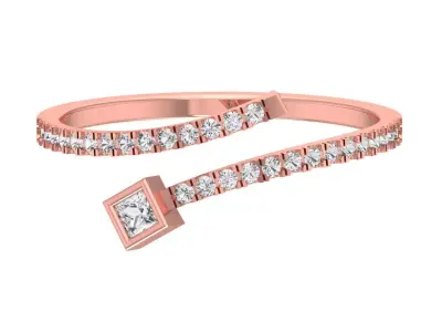 Solitaire Women Light Weight Princess Stone Band Ring 3D print model order