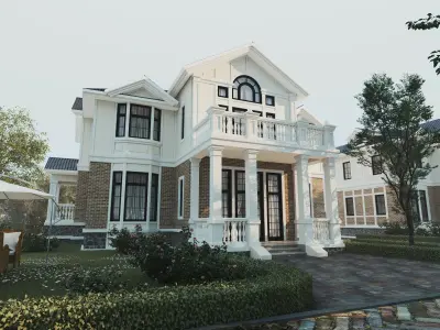 2025 luxury modern stylish villa appearance 3D model Low-poly 3D model