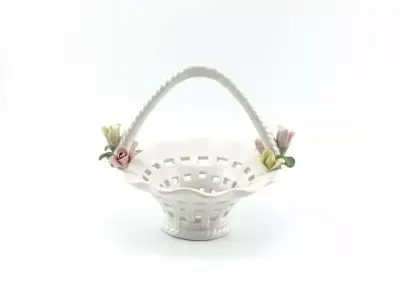 Luxury Pierced Porcelain Miniature Basket Candy Dish 3D model