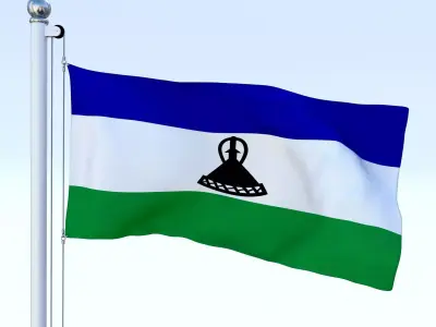 Animated Lesotho Flag Low-poly 3D model