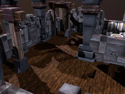 Modular Stylized Handpainted Dungeon Low-poly 3D model