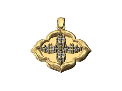 Diamond clusters floral window pendant with bail 3D print model