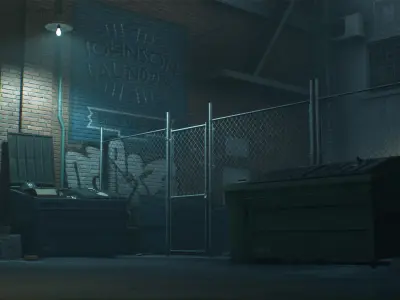 Downtown Alley Low-poly 3D model