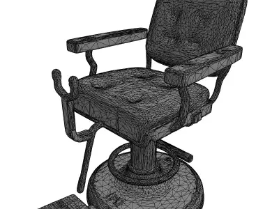 Vintage Rusty Barber Chair Low-poly 3D model