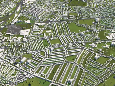 Birmingham 50x50km 3D City Map 3D model