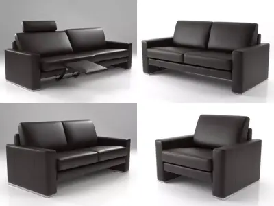 Bolero leather sofa with recliner 3D model