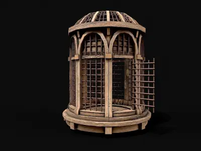 Medieval Wooden Cage 3 Low-poly 3D model