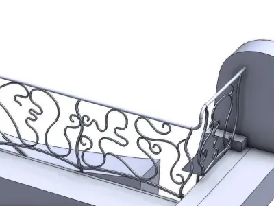 Twisted handrail and staircase 3D model
