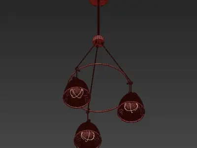 DUBLIN three lights hanging from metal chandelier 3D model