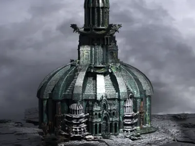 French Halloween crystal mansion tower 3D model