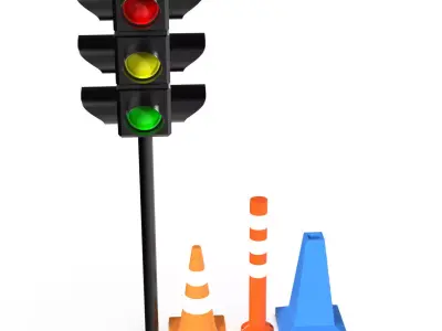 Traffic light Traffic Cone Low-poly 3D model