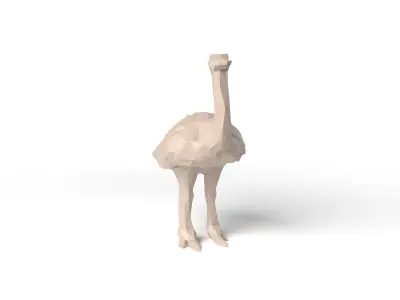 Ostrich Low Poligonal Low-poly 3D model