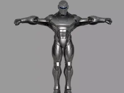 Chrome Cyber Soldier Armor Low-poly 3D model