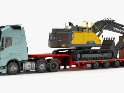  Volvo FH and Excavator VOLVO EC380El on Lowboy Trailer 