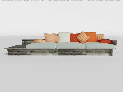 Rustic Wood Beach Furniture 3D model