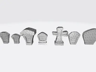 Cartoon style grave stones Game assets Low-poly 3D model