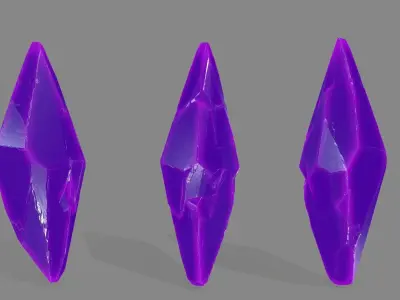 crystal set three crystals Low-poly 3D model