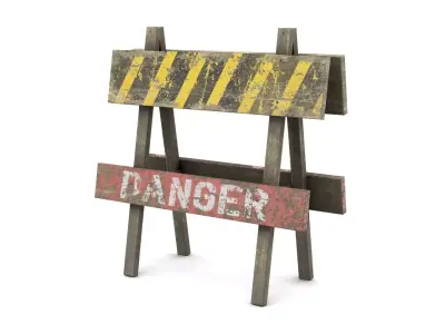 Road Sign Danger Low-poly 3D model