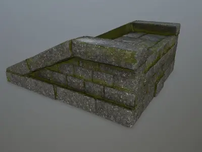 stairs 4 stone wall Low-poly 3D model
