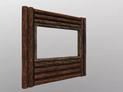 Game ready Wood wall whit window frame 3D model Low-Poly Low-poly 3D model