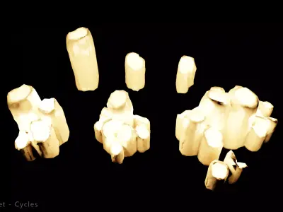 Candle Set lamp with crystals in it Low-poly 3D model