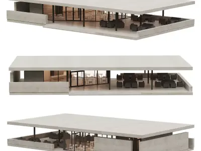 Cafe  Restaurant with a terrace 1 3D model