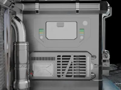 Interior sci-fi laboratory control room 3D model