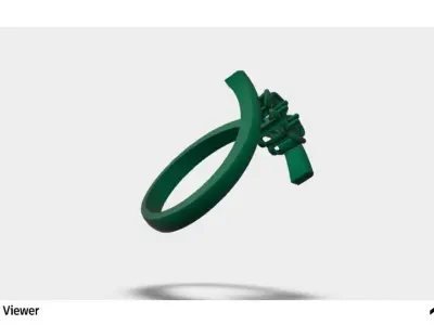 Women Ring with Flower Design with a Round Cut Center Stone 3D print model