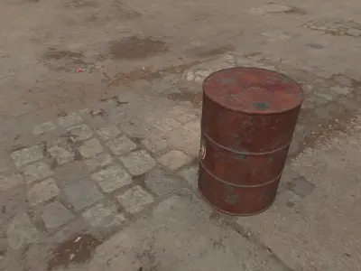 Rusty Barrel Fuel Style Low-poly 3D model
