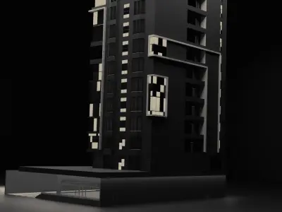 Monochrome Hotel Exterior Free low-poly 3D model