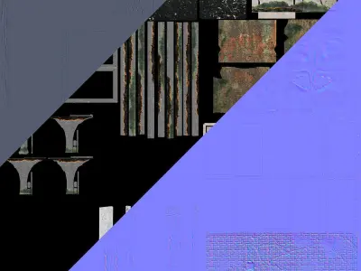 Apocalyptic Bus Stop Low-poly 3D model