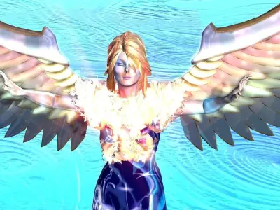 Angelic lady Low-poly 3D model