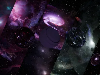 Pack 5 8k Deep Space with Nebulas and Galaxies HDRis Low-poly 3D model