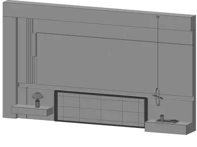 Headboard 3 living room with fireplace 3D model