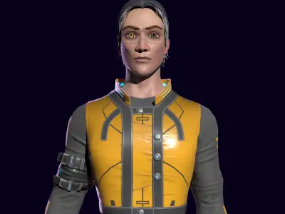 Sci-fi stylized character with plasma pistol Low-poly 3D model