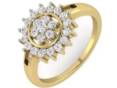 Light Weight Yellow Gold Diamond Ring  -PR-015 DIA 3D print model