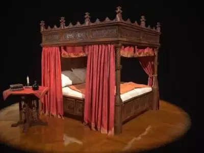 Chinese style horror wedding bed Low-poly 3D model