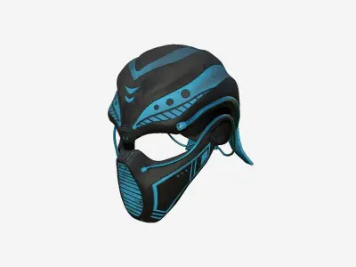 SciFi Ninja Mask A10 Black Blue - Character Design Fashion Low-poly 3D model