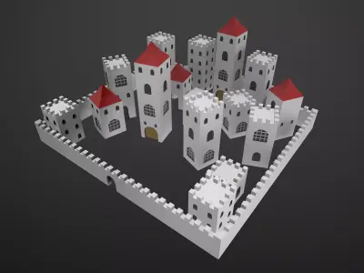 Modular Low Poly Buildings City - Pieces Low-poly 3D model
