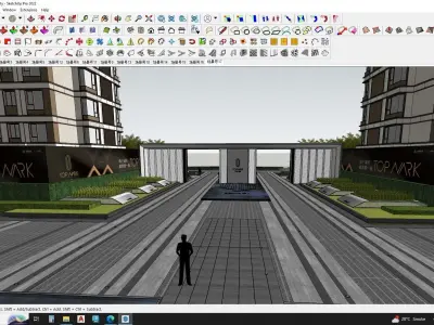 Apartment building with gated community 3D model